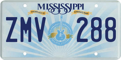 MS license plate ZMV288