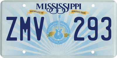 MS license plate ZMV293