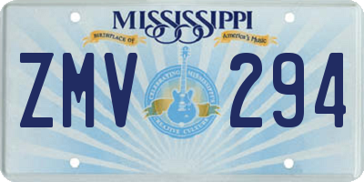 MS license plate ZMV294