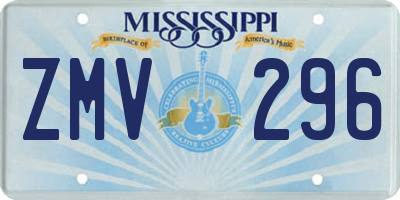MS license plate ZMV296