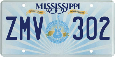 MS license plate ZMV302