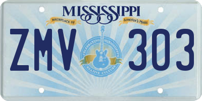 MS license plate ZMV303