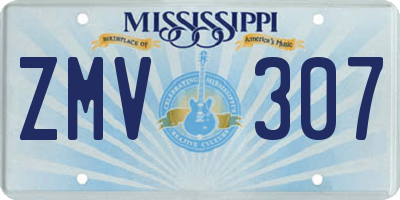 MS license plate ZMV307