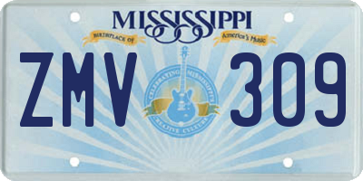 MS license plate ZMV309