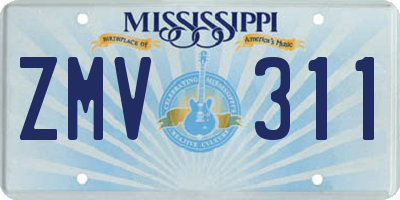 MS license plate ZMV311