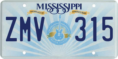 MS license plate ZMV315