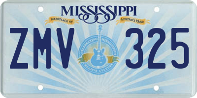 MS license plate ZMV325