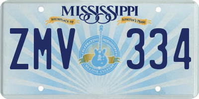 MS license plate ZMV334