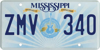 MS license plate ZMV340