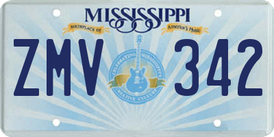 MS license plate ZMV342