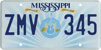 MS license plate ZMV345
