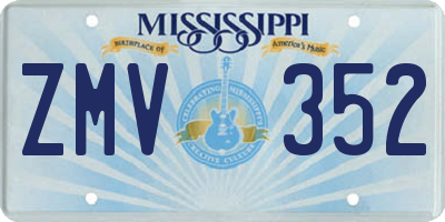 MS license plate ZMV352