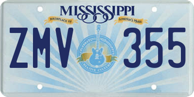 MS license plate ZMV355