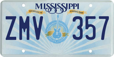 MS license plate ZMV357