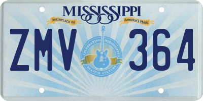 MS license plate ZMV364