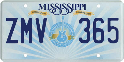 MS license plate ZMV365