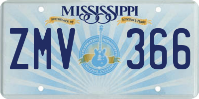 MS license plate ZMV366