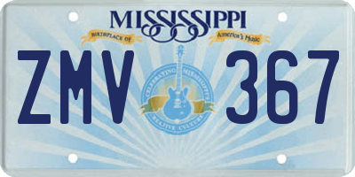 MS license plate ZMV367
