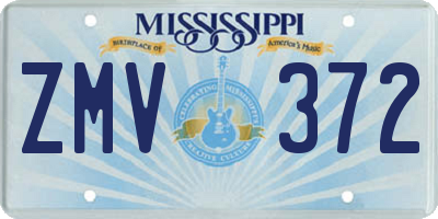 MS license plate ZMV372