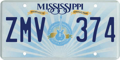 MS license plate ZMV374