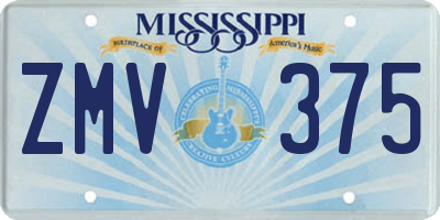 MS license plate ZMV375