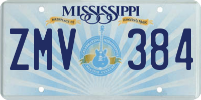 MS license plate ZMV384