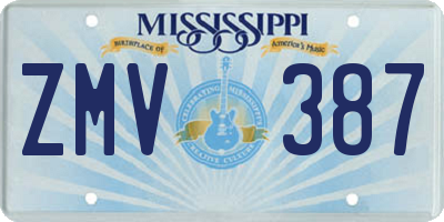 MS license plate ZMV387