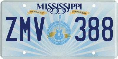 MS license plate ZMV388