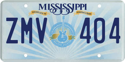 MS license plate ZMV404