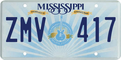 MS license plate ZMV417