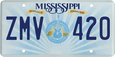 MS license plate ZMV420