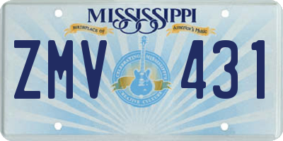 MS license plate ZMV431