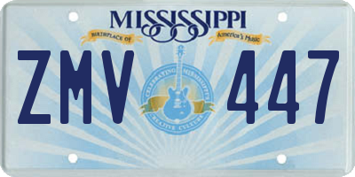 MS license plate ZMV447