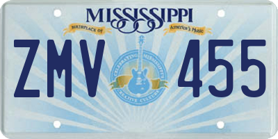 MS license plate ZMV455