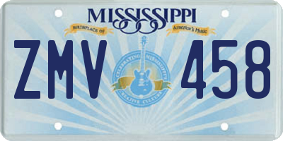 MS license plate ZMV458
