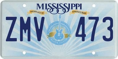 MS license plate ZMV473