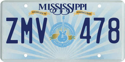 MS license plate ZMV478