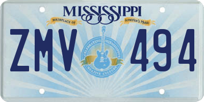 MS license plate ZMV494