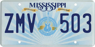 MS license plate ZMV503