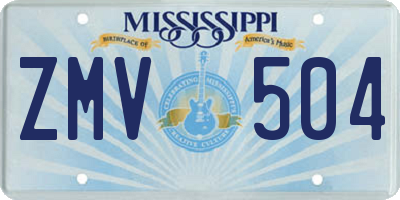 MS license plate ZMV504