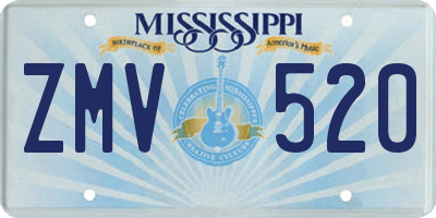MS license plate ZMV520