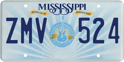 MS license plate ZMV524