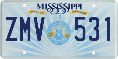MS license plate ZMV531