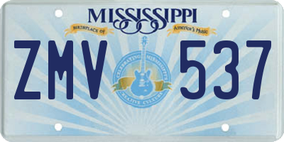 MS license plate ZMV537