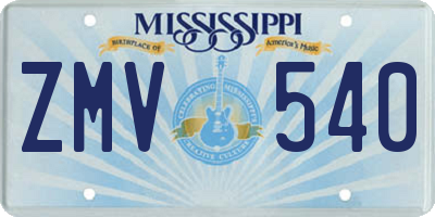 MS license plate ZMV540