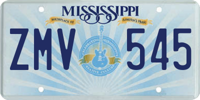 MS license plate ZMV545