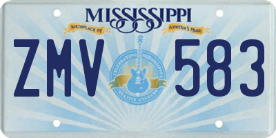 MS license plate ZMV583