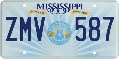 MS license plate ZMV587