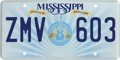 MS license plate ZMV603