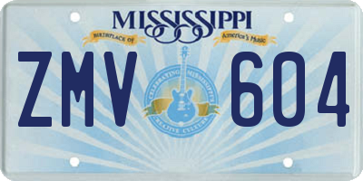 MS license plate ZMV604